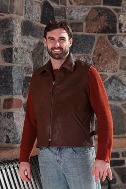 Men's Brown Leather Slender-Style Vest