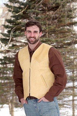 Men's Natural Deer Leather Slender-Style Vest